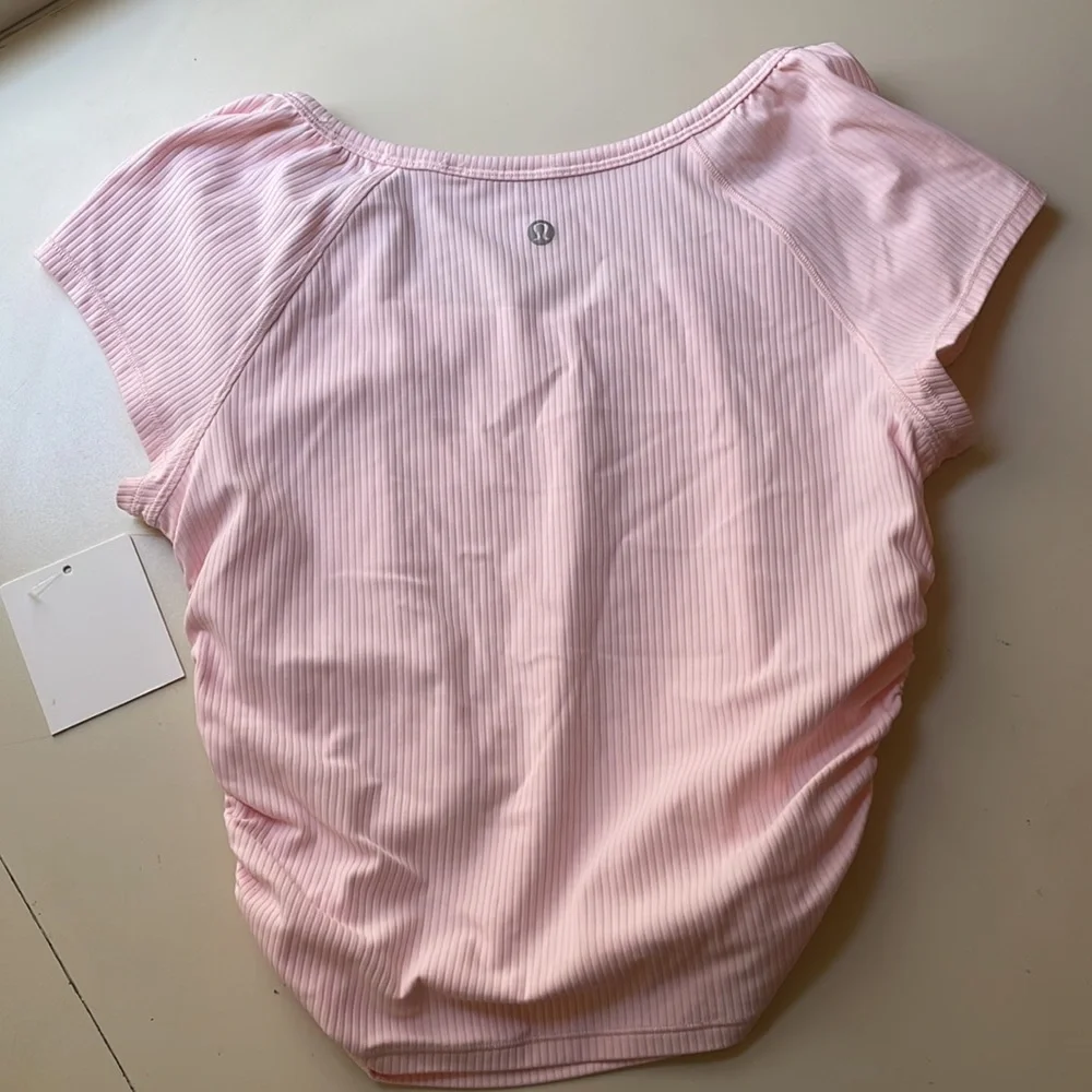 Lululemon All It Takes Pink Pearl Scoop Neck Ribbed Top Size Small - Picture 5 of 7